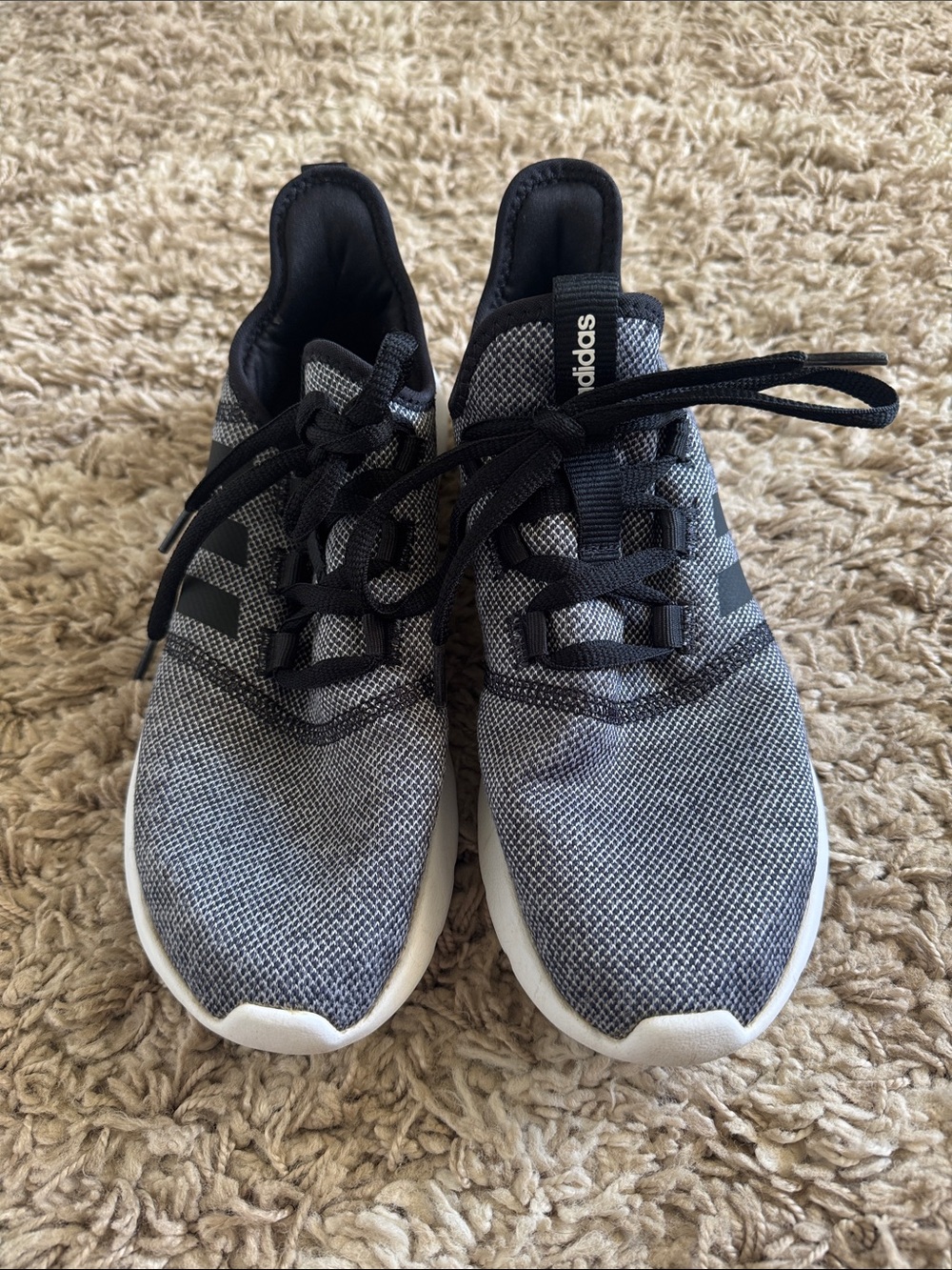 adidas Ladies Black and Gray Knit Athletic Sneakers